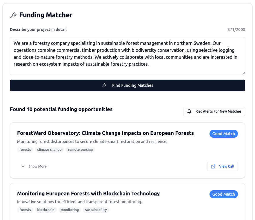 AI-powered grant discovery platform